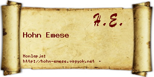 Hohn Emese névjegykártya